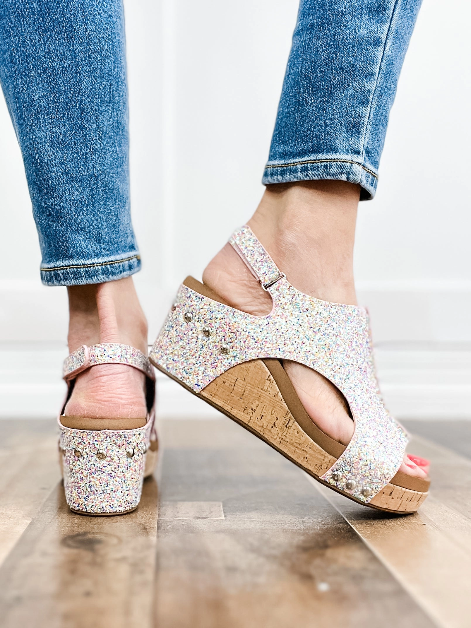 Corkys Carley MERMAID GLITTER Wedge Shoes
