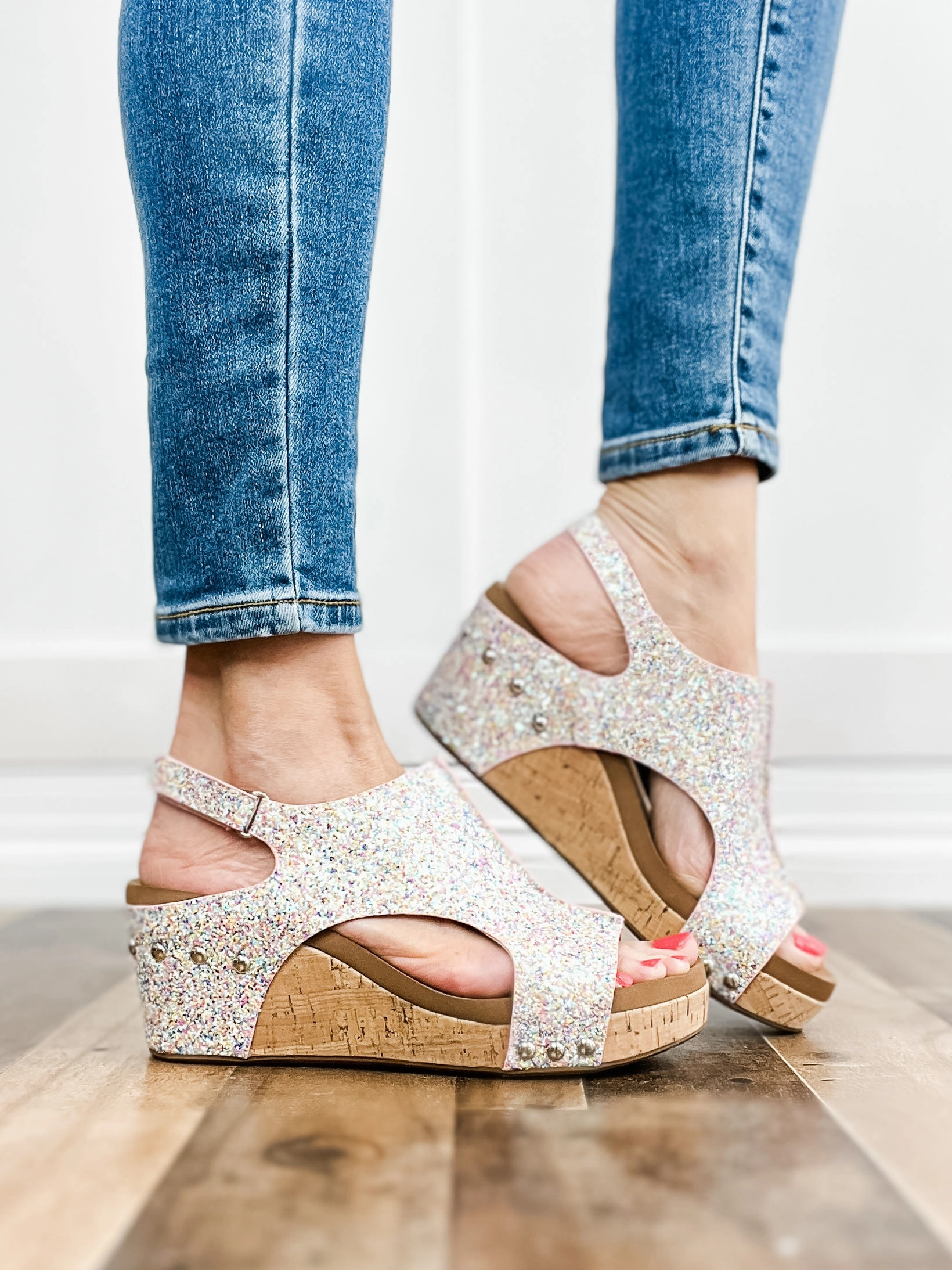 Corkys Carley MERMAID GLITTER Wedge Shoes