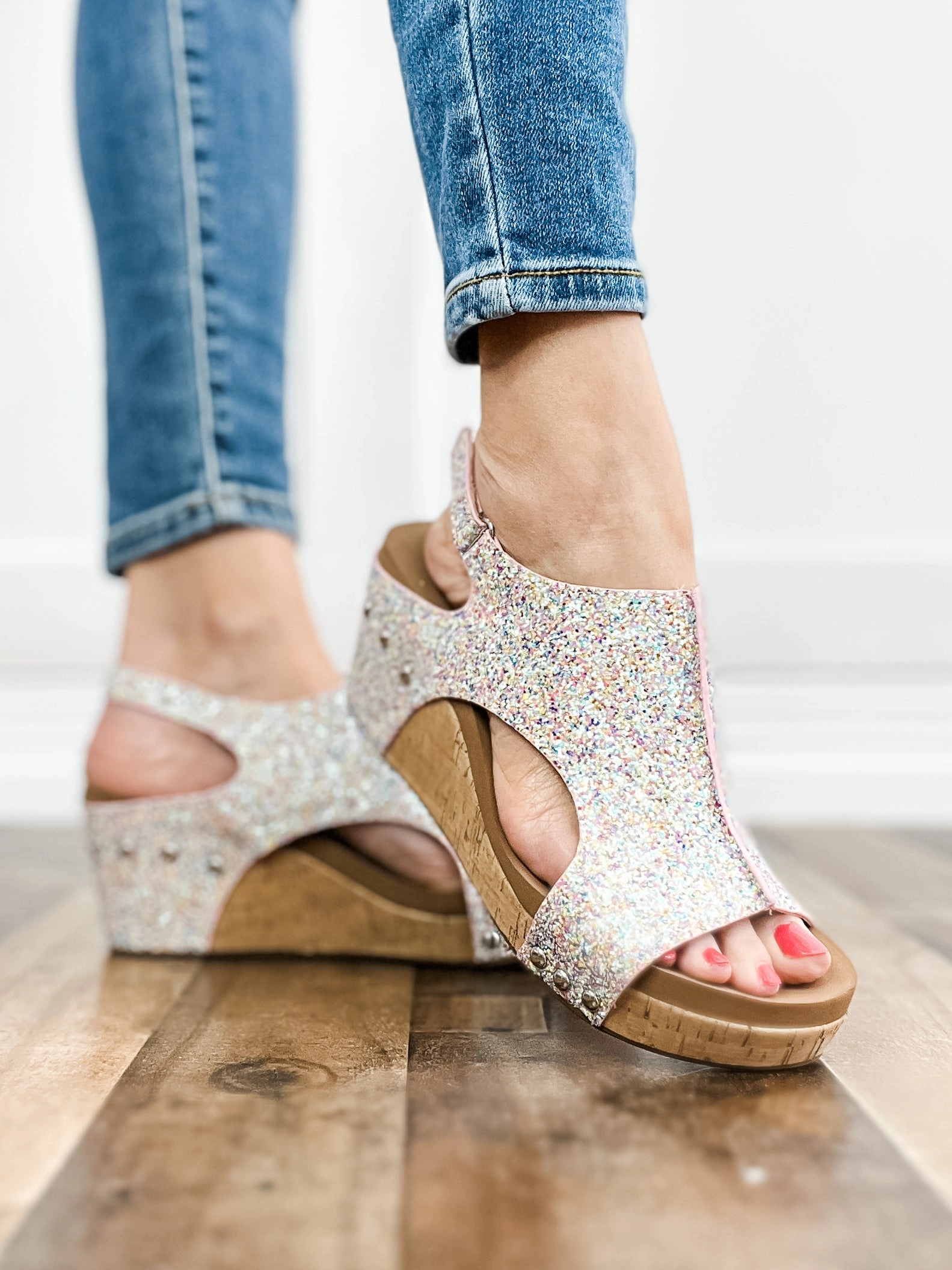 Corkys Carley MERMAID GLITTER Wedge Shoes