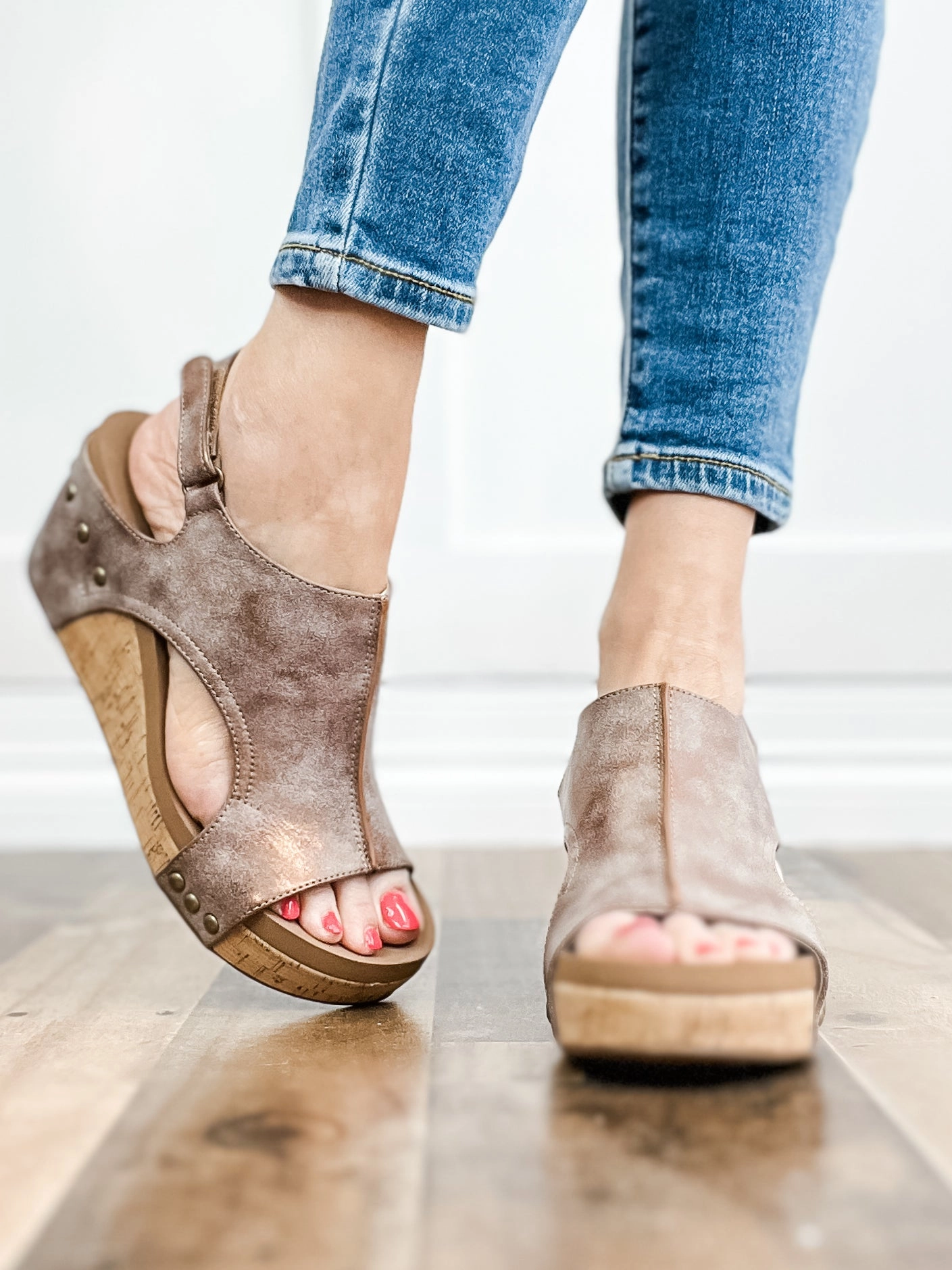 Corkys Carley WASHED BRONZE METALLIC Wedge Shoes