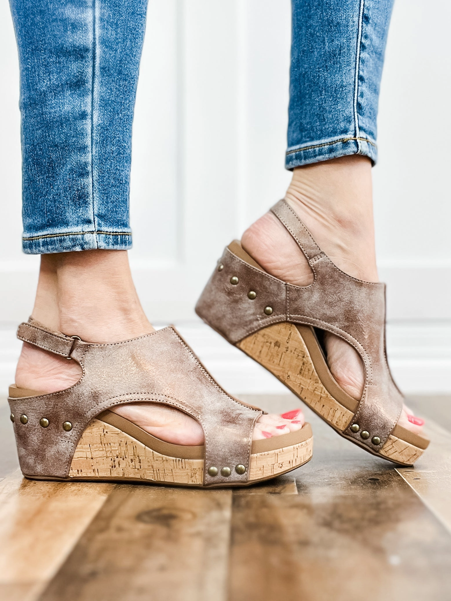 Corkys Carley WASHED BRONZE METALLIC Wedge Shoes