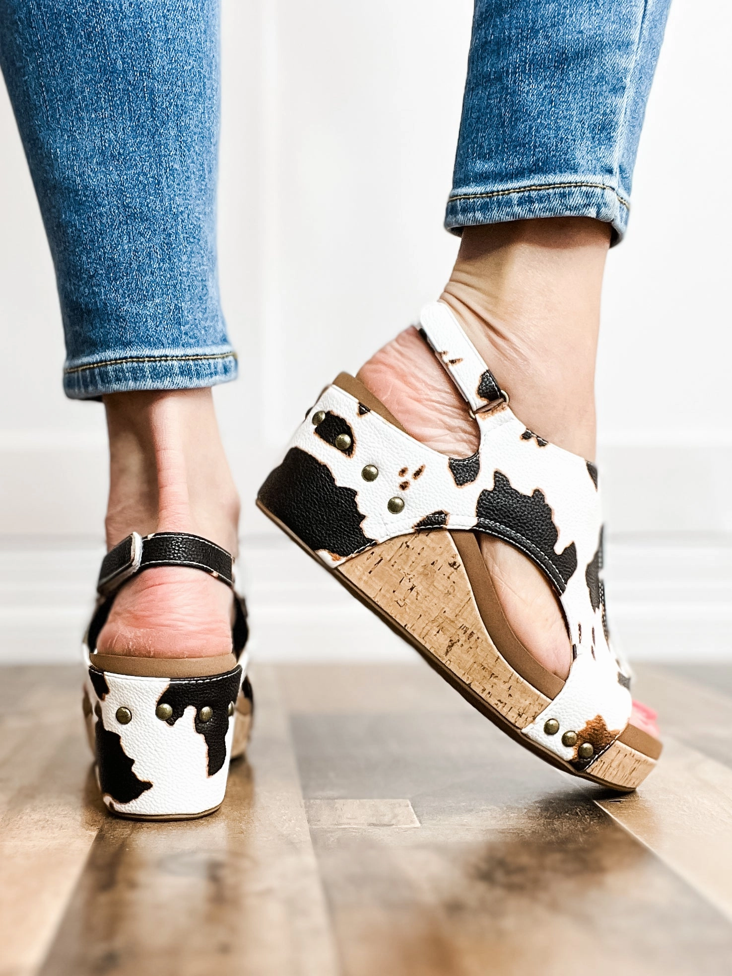 Corkys Carley Wedge Sandals in Cow Smooth