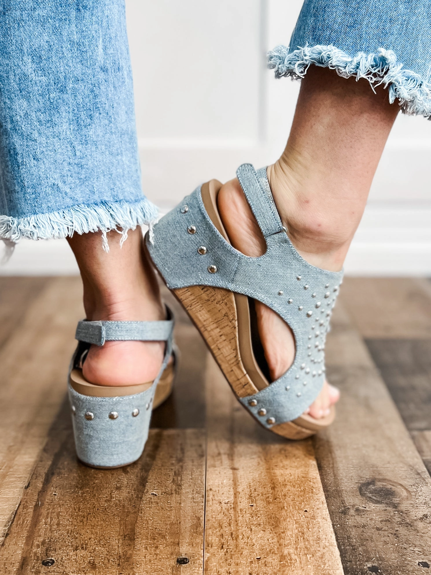 Corkys Docie Doe Wedges in Denim