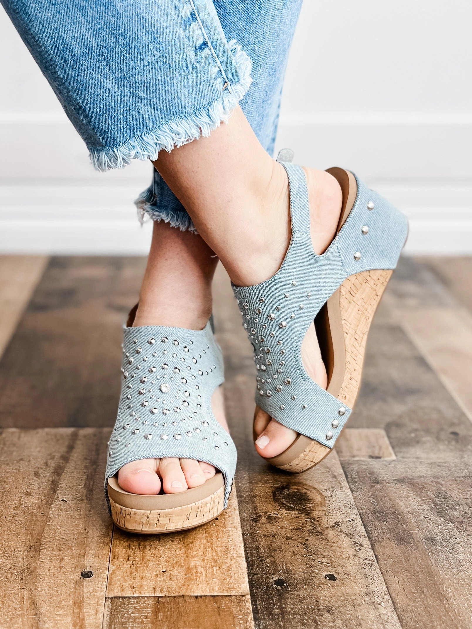 Corkys Docie Doe Wedges in Denim