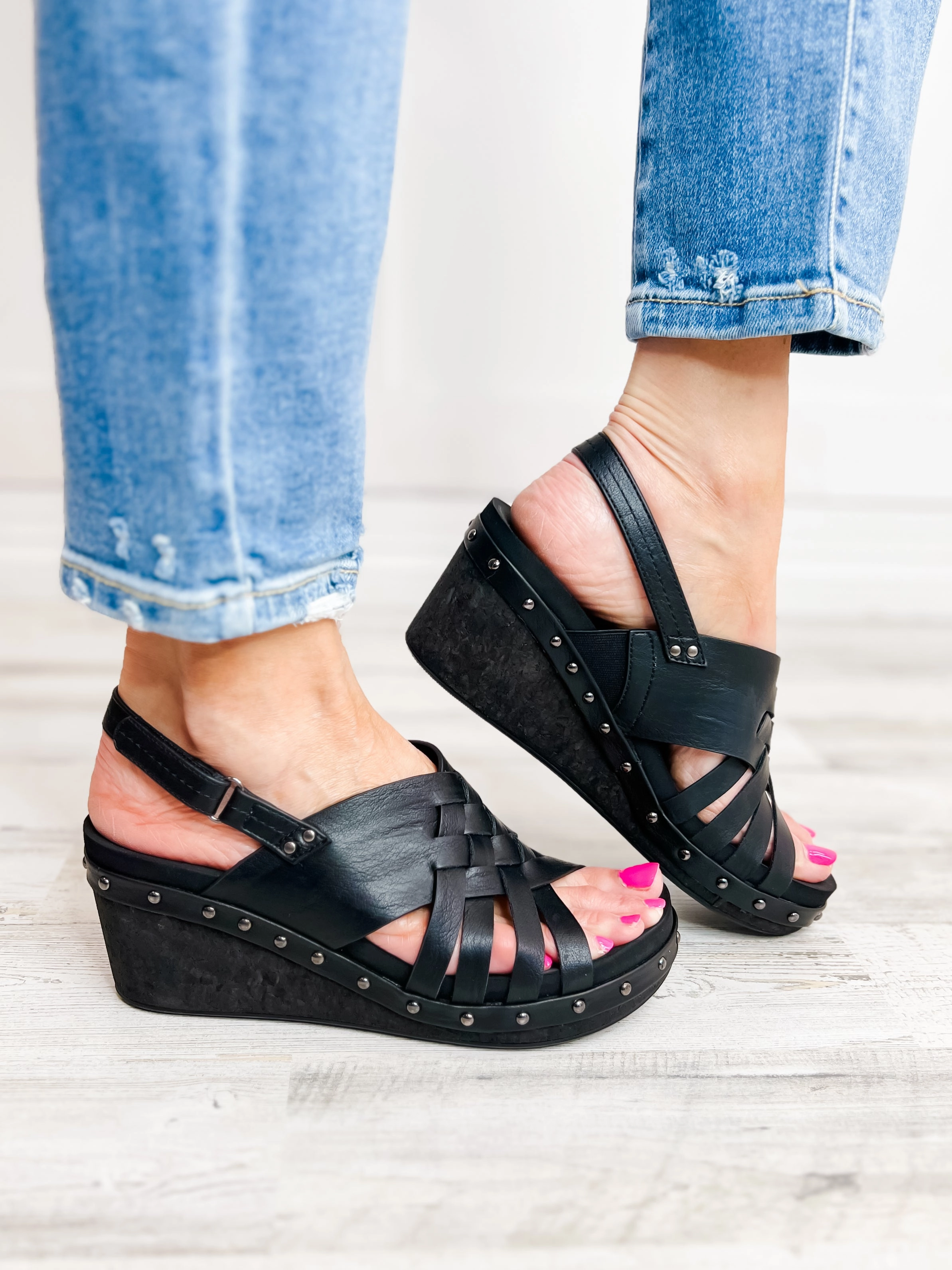 Corkys Dream Weaver Wedges in Black