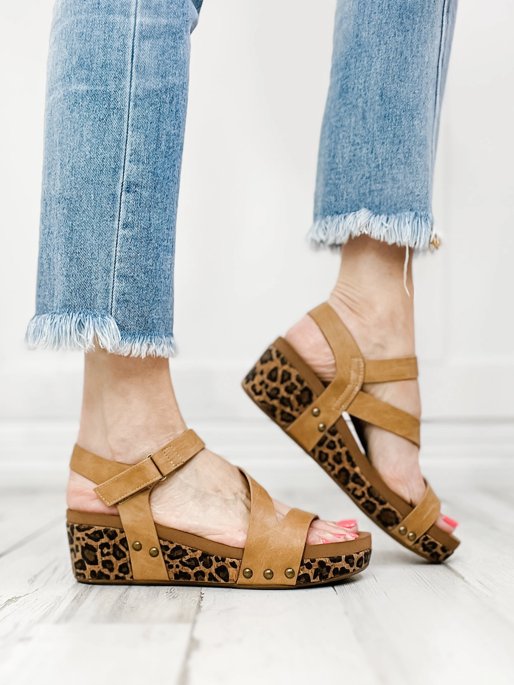 Corkys Keep It Casual Caramel Wedge Sandals