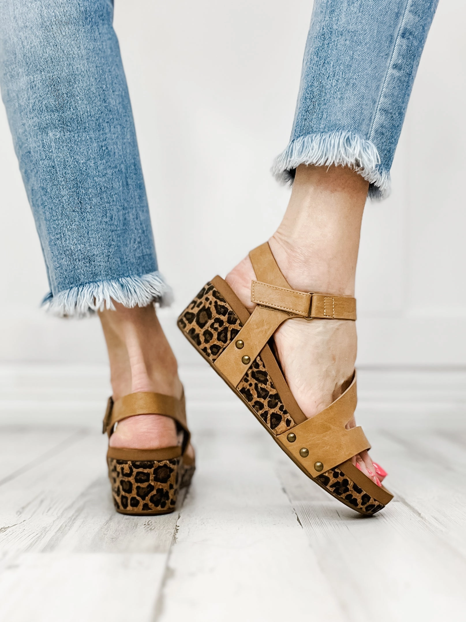 Corkys Keep It Casual Caramel Wedge Sandals