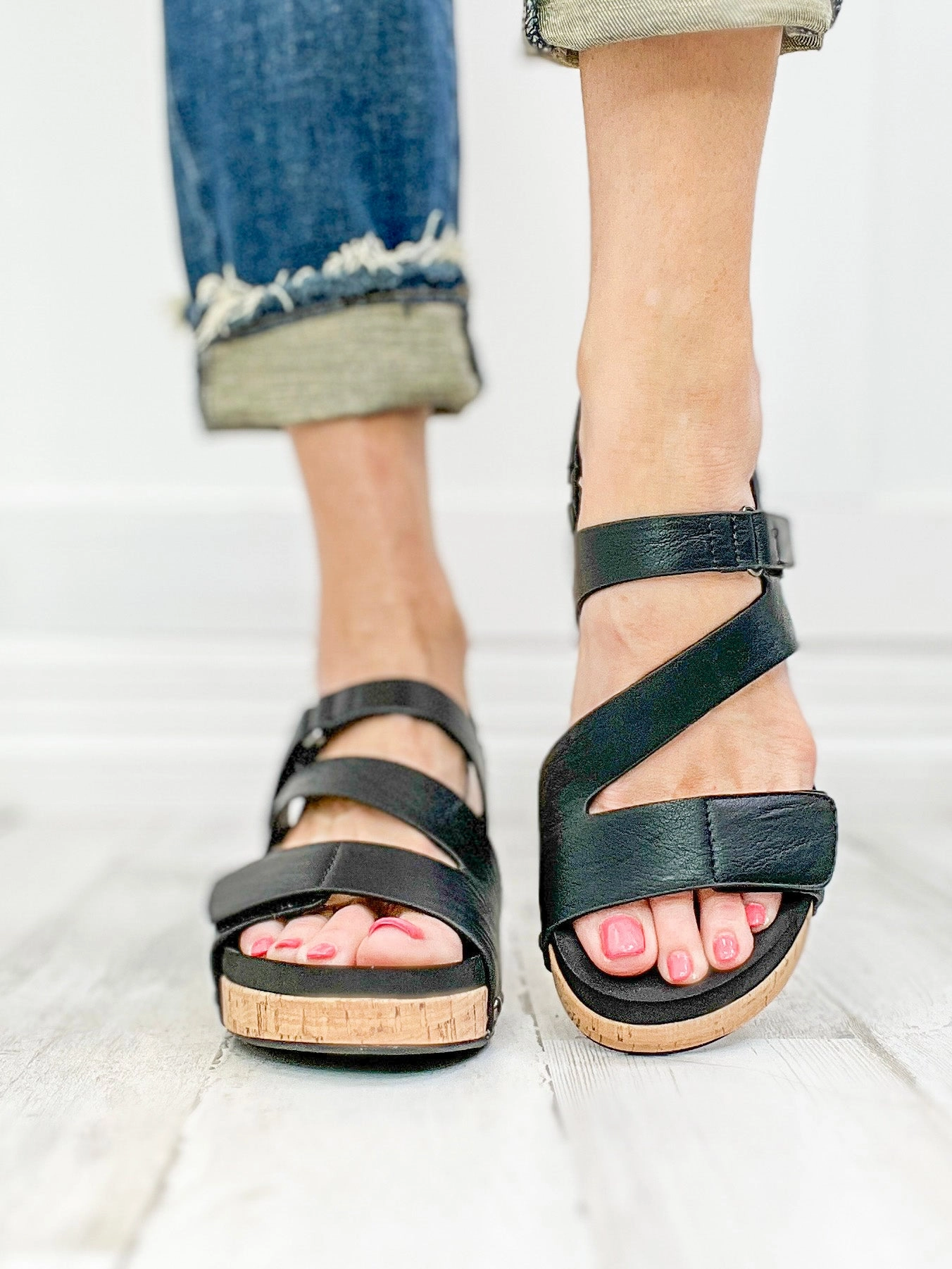 Corkys Rain Check Wedge Sandals in Black