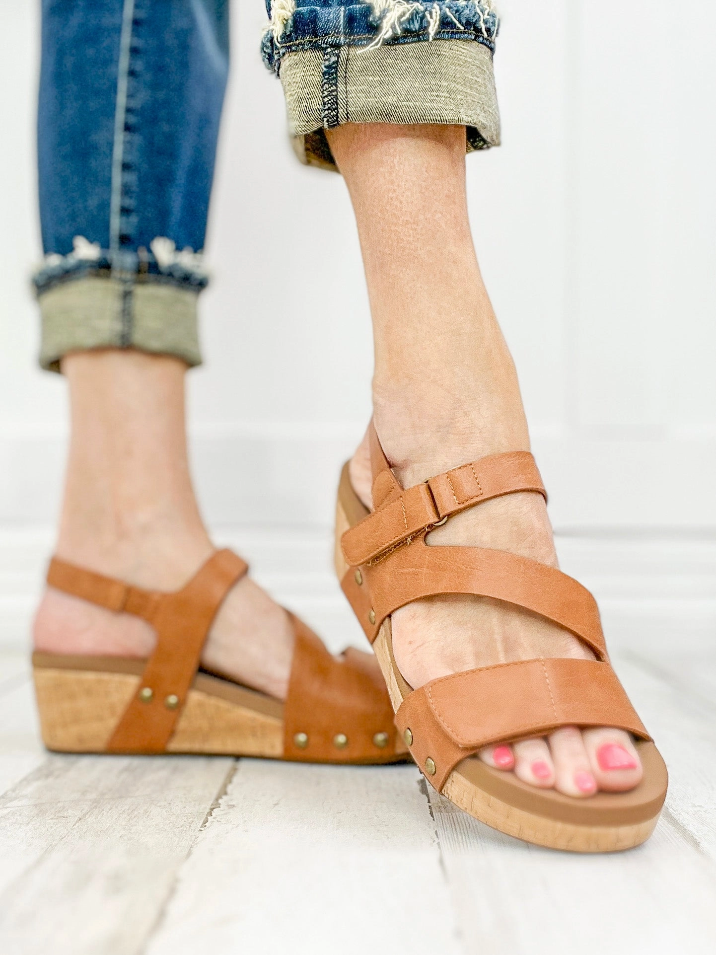 Corkys Rain Check Wedge Sandals in Cognac