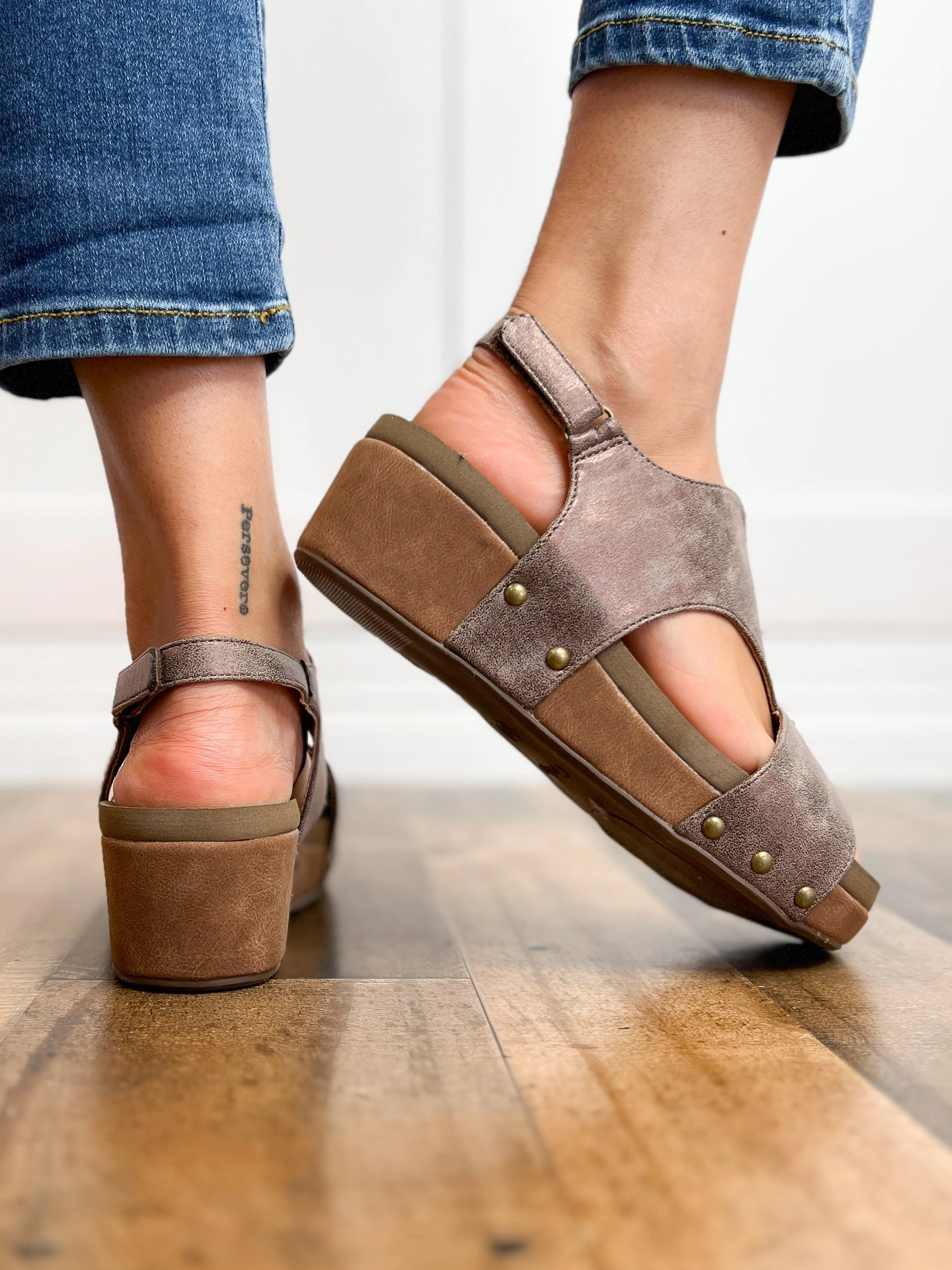 Corkys Refreshing Bronze Wedge Sandal Shoes