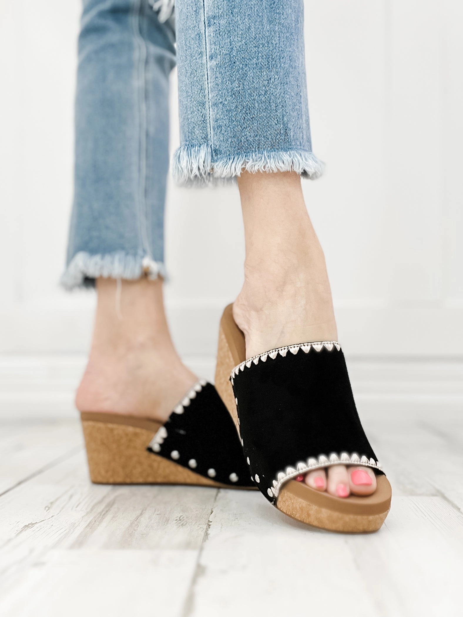Corkys Stitch N Slide Wedges in Black