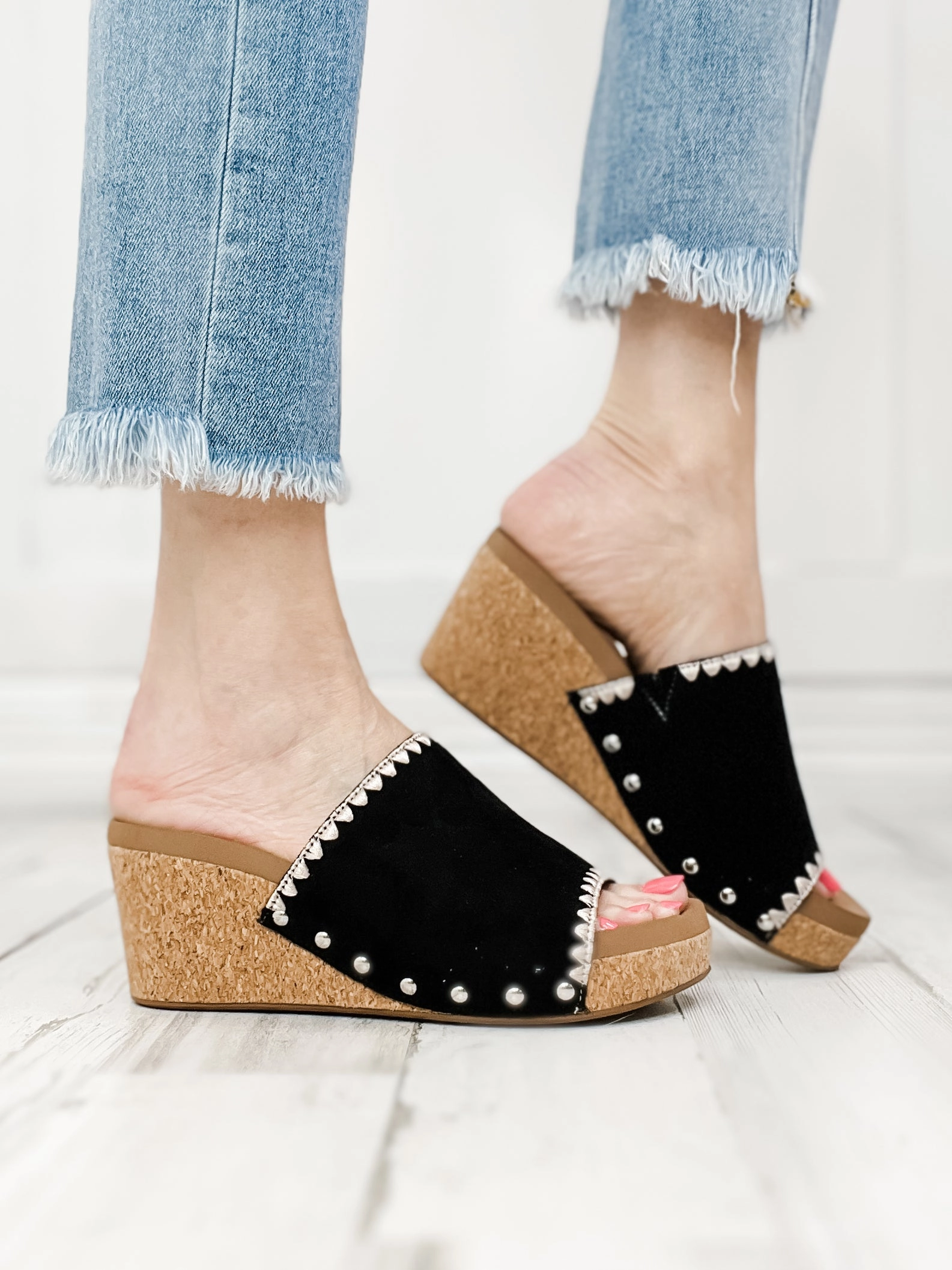 Corkys Stitch N Slide Wedges in Black