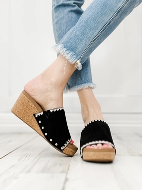 Corkys Stitch N Slide Wedges in Black