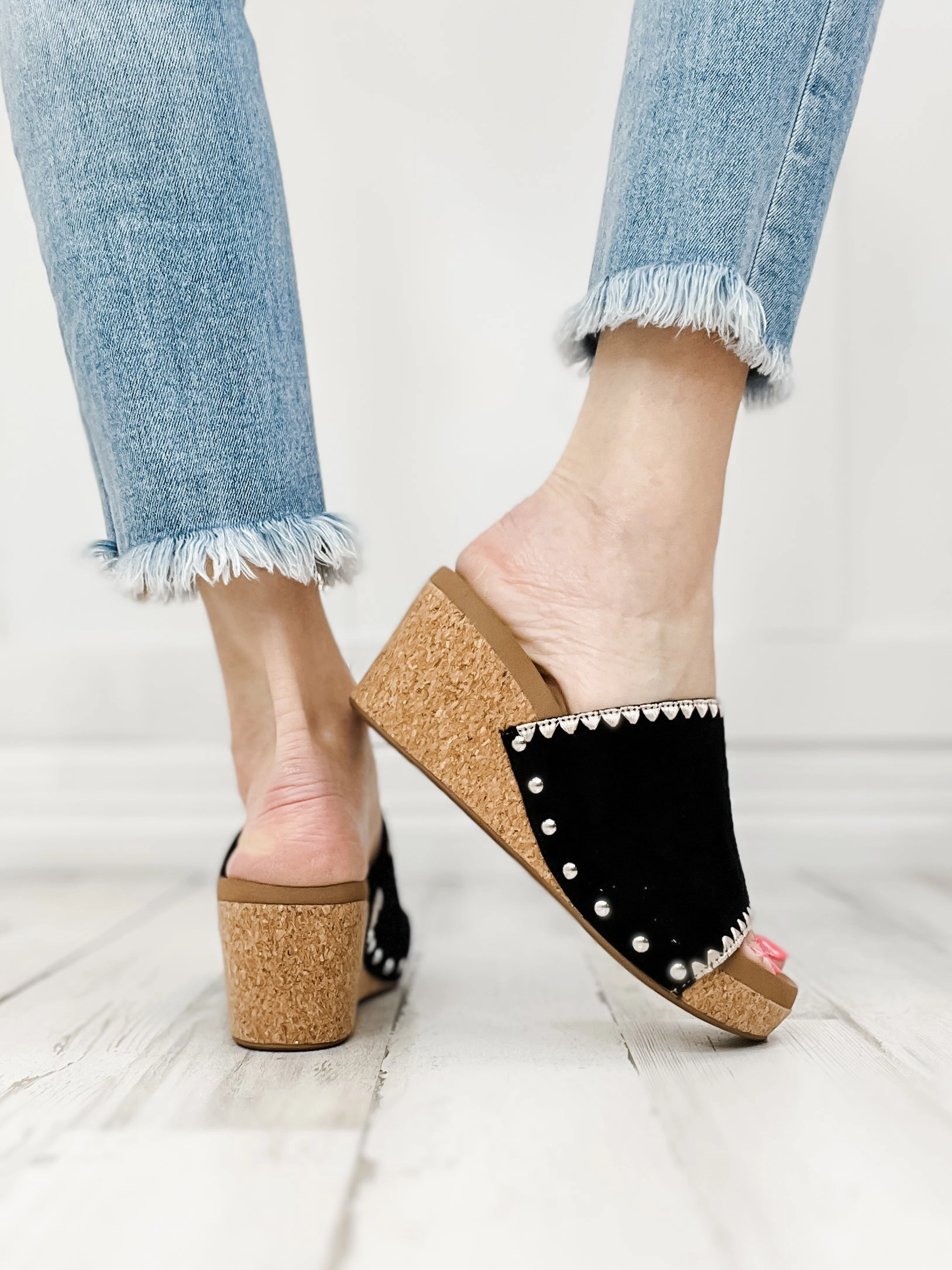 Corkys Stitch N Slide Wedges in Black