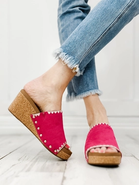 Corkys Stitch N Slide Wedges in Fuchsia