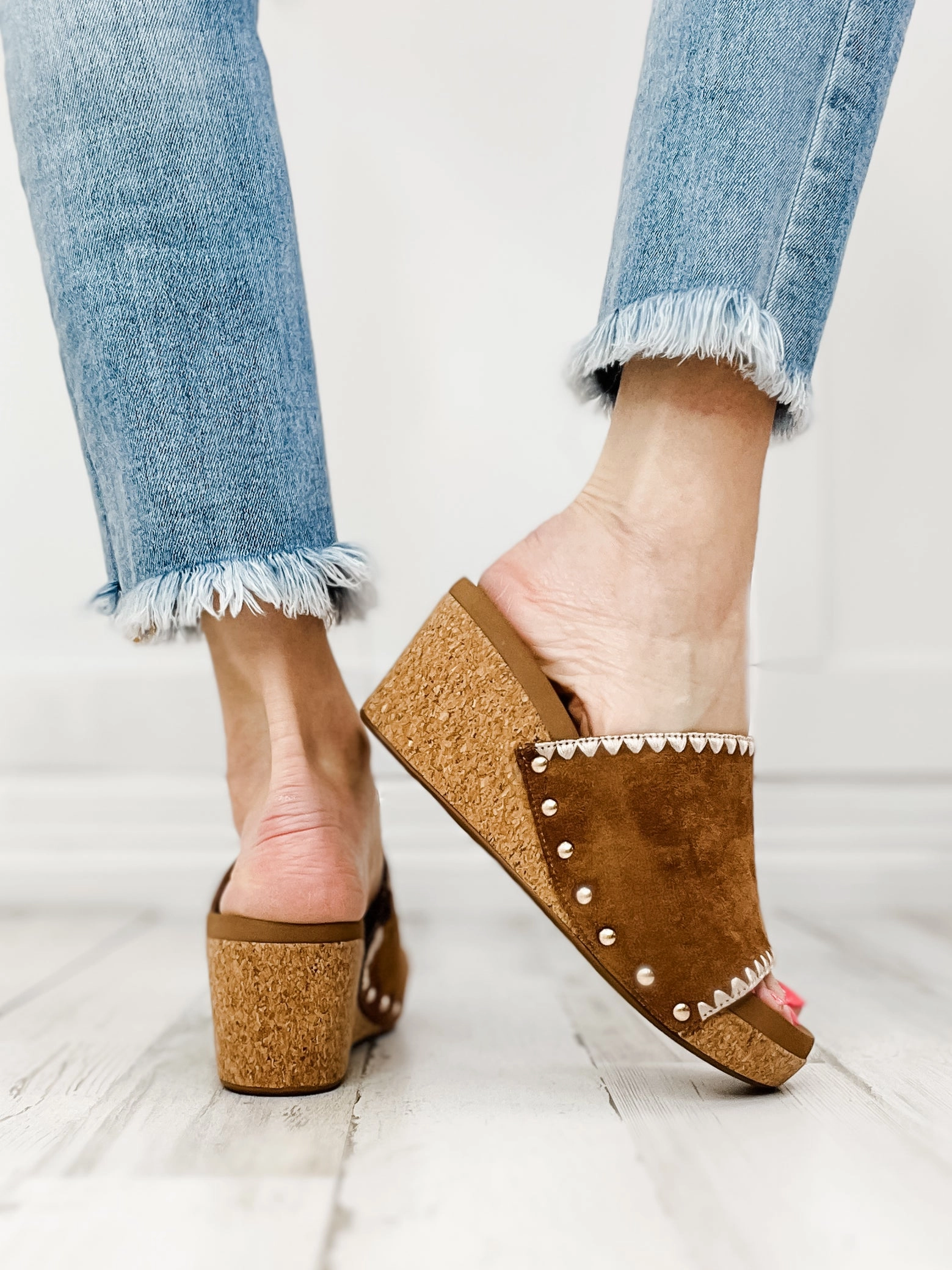 Corkys Stitch N Slide Wedges in Tobacco
