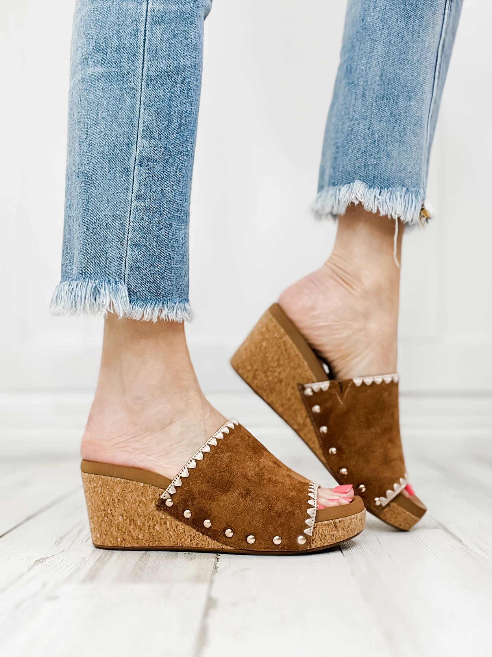 Corkys Stitch N Slide Wedges in Tobacco