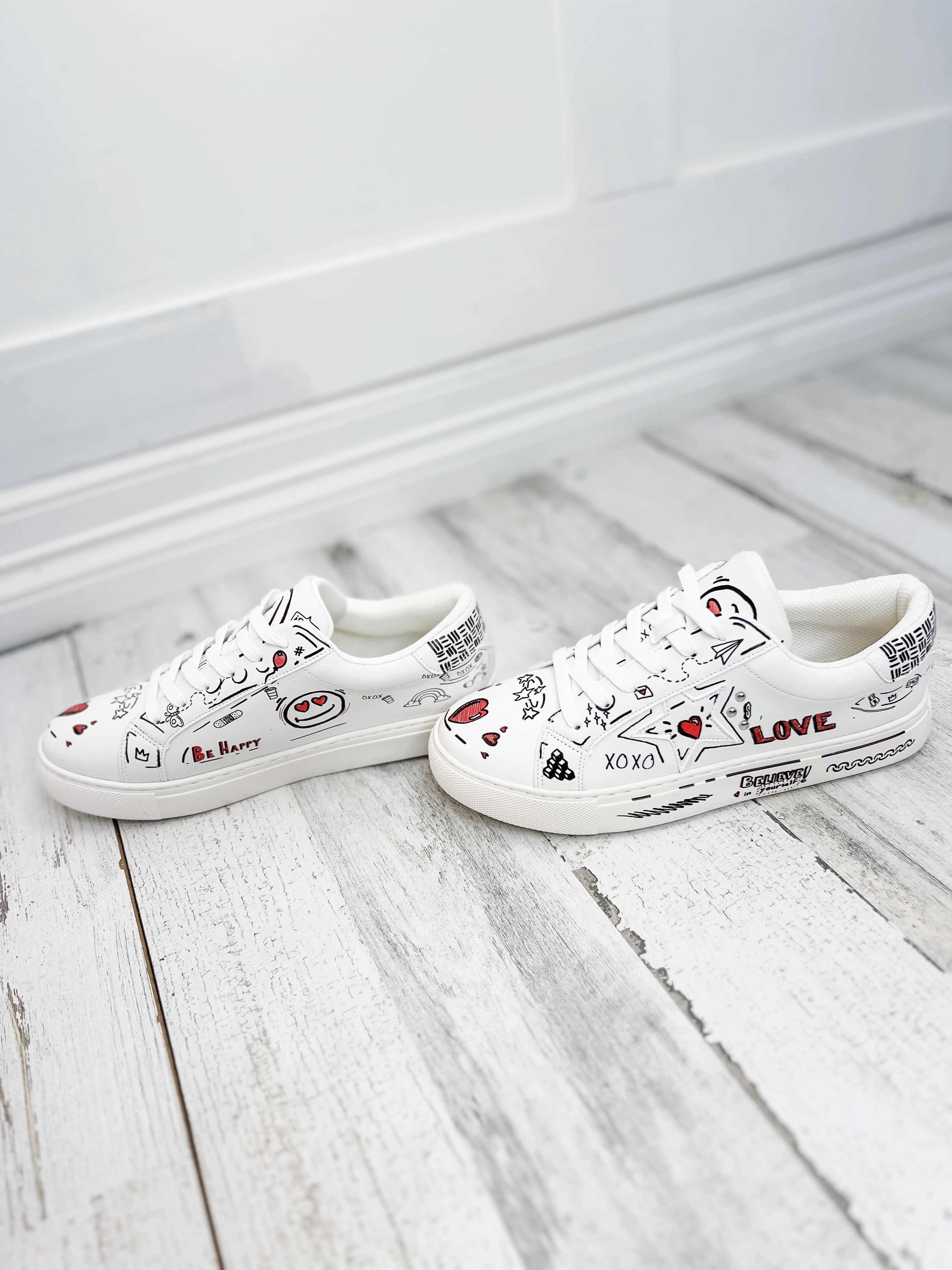 Corkys Supernova LOVE DOODLE Lace Up Tennis Shoe