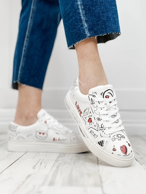 Corkys Supernova LOVE DOODLE Lace Up Tennis Shoe
