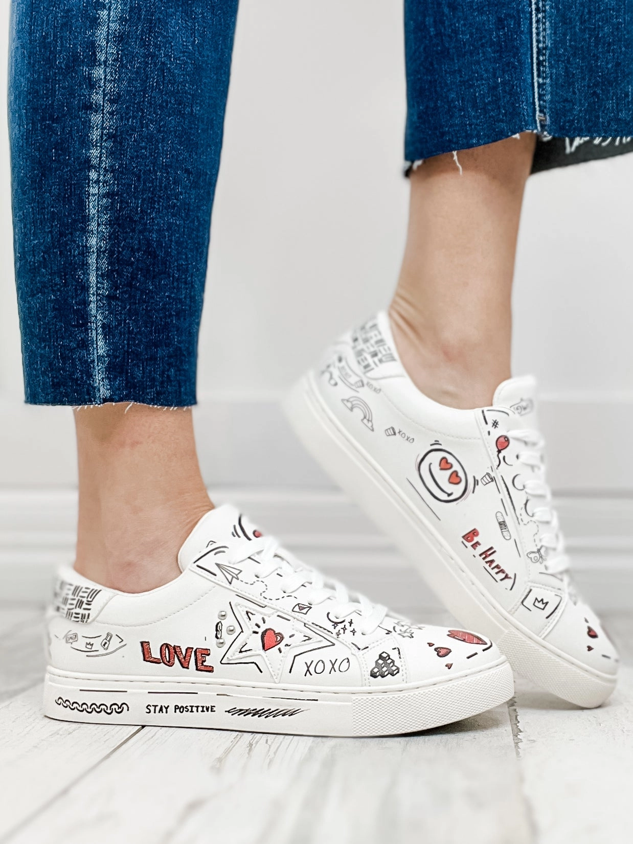 Corkys Supernova LOVE DOODLE Lace Up Tennis Shoe