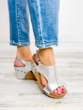 Corkys Tiffanee Silver Wedge Sandal