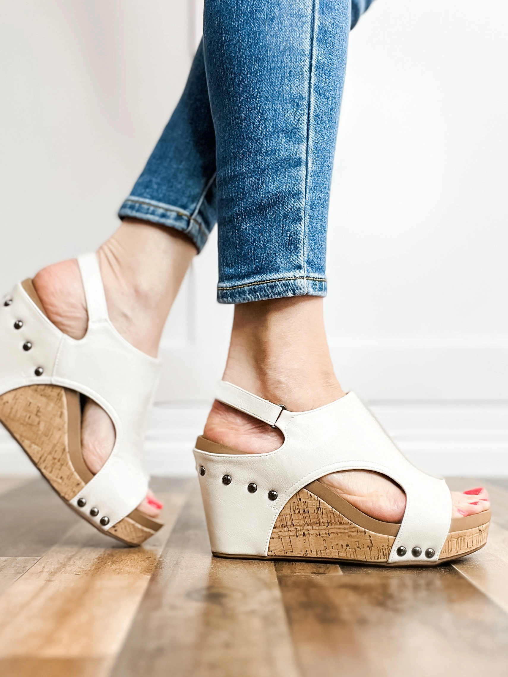 Corkys Tiffanee Wedge Sandals in Ivory