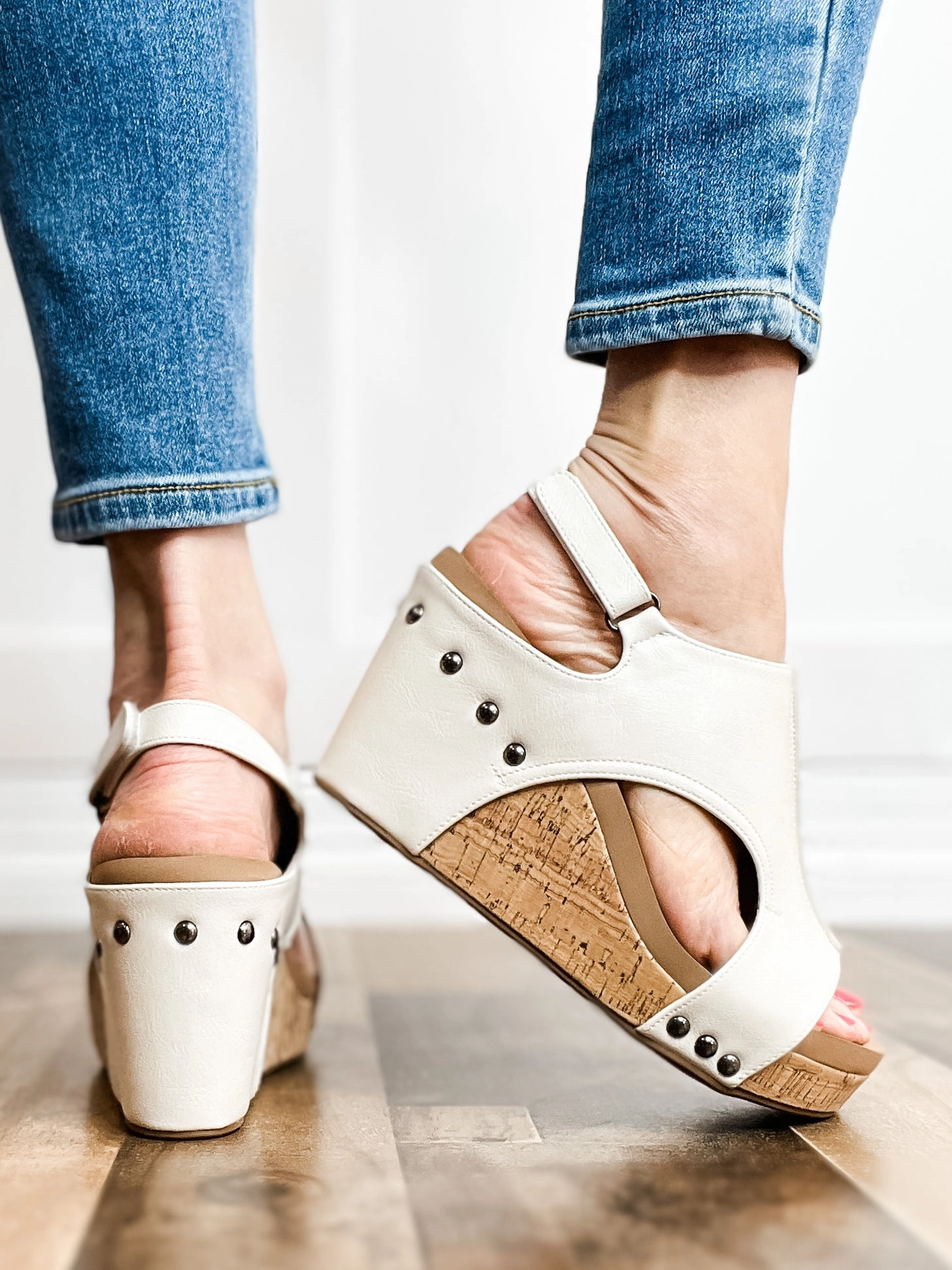 Corkys Tiffanee Wedge Sandals in Ivory