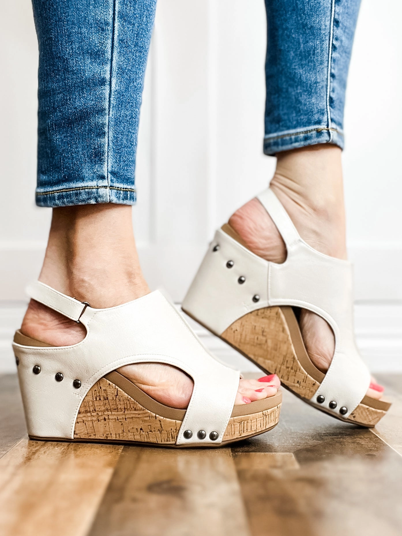 Corkys Tiffanee Wedge Sandals in Ivory