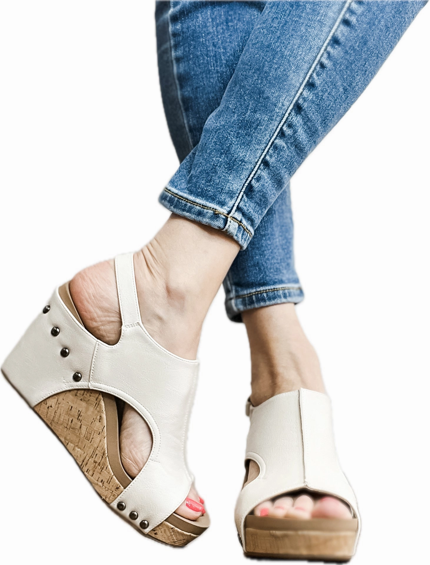 Corkys Tiffanee Wedge Sandals in Ivory