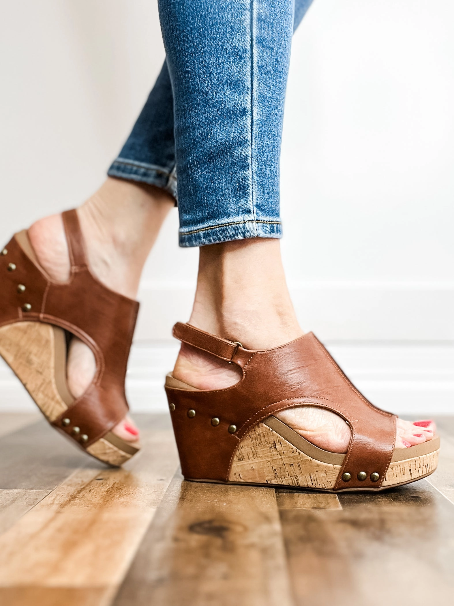 Corkys Tiffanee Wedge Sandals in Whiskey