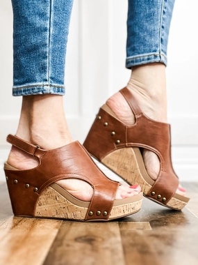 Corkys Tiffanee Wedge Sandals in Whiskey