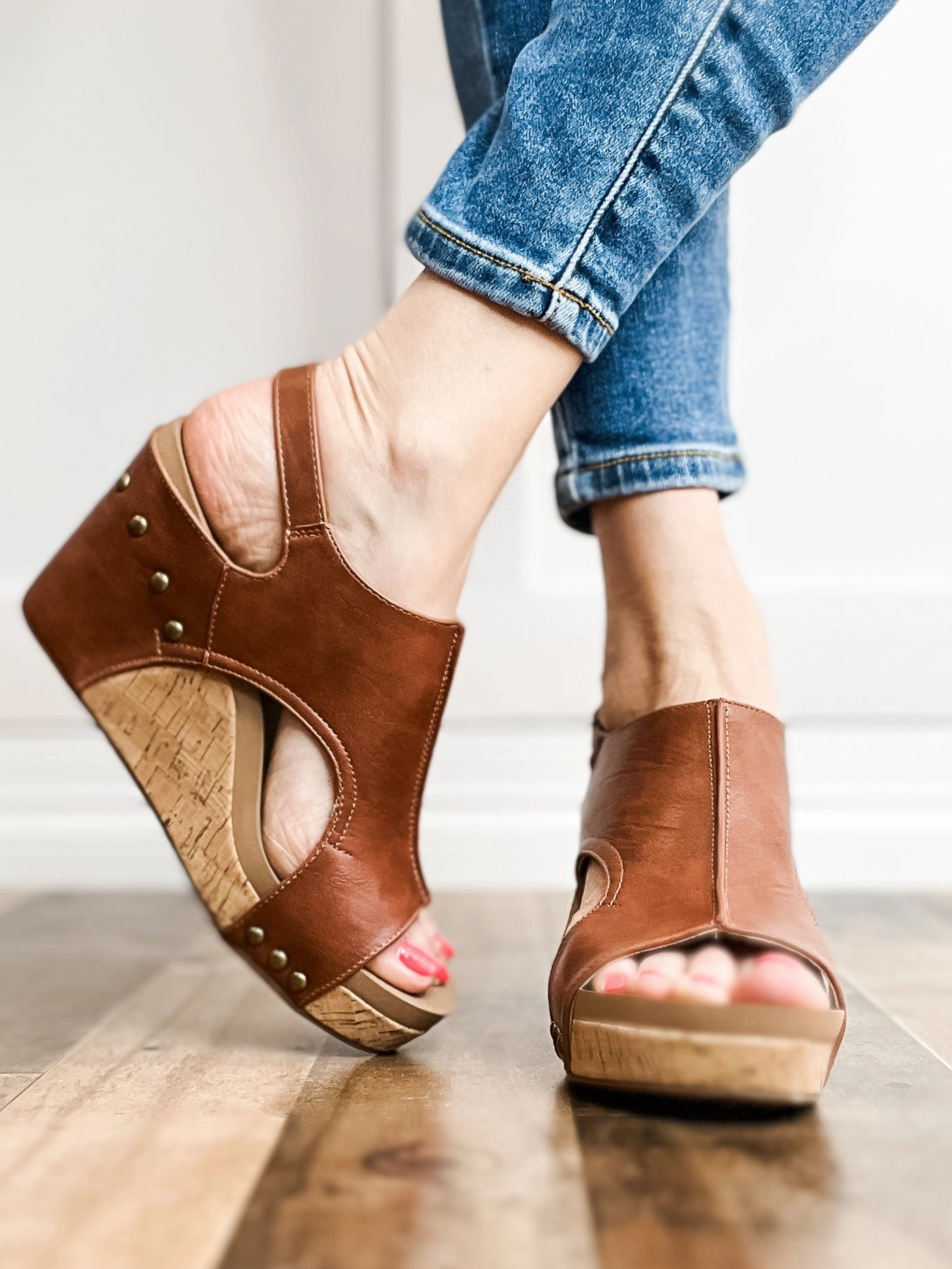 Corkys Tiffanee Wedge Sandals in Whiskey