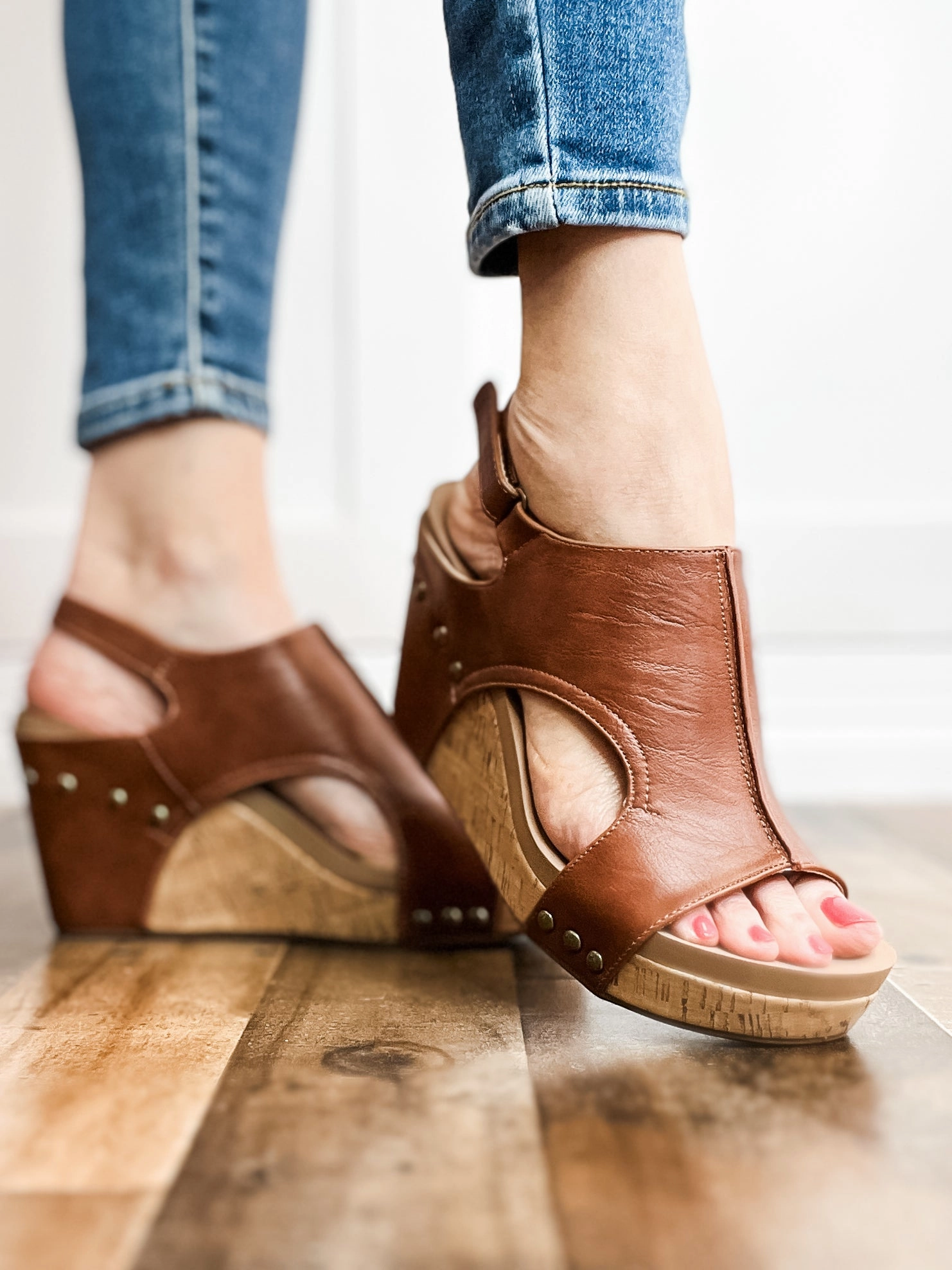 Corkys Tiffanee Wedge Sandals in Whiskey