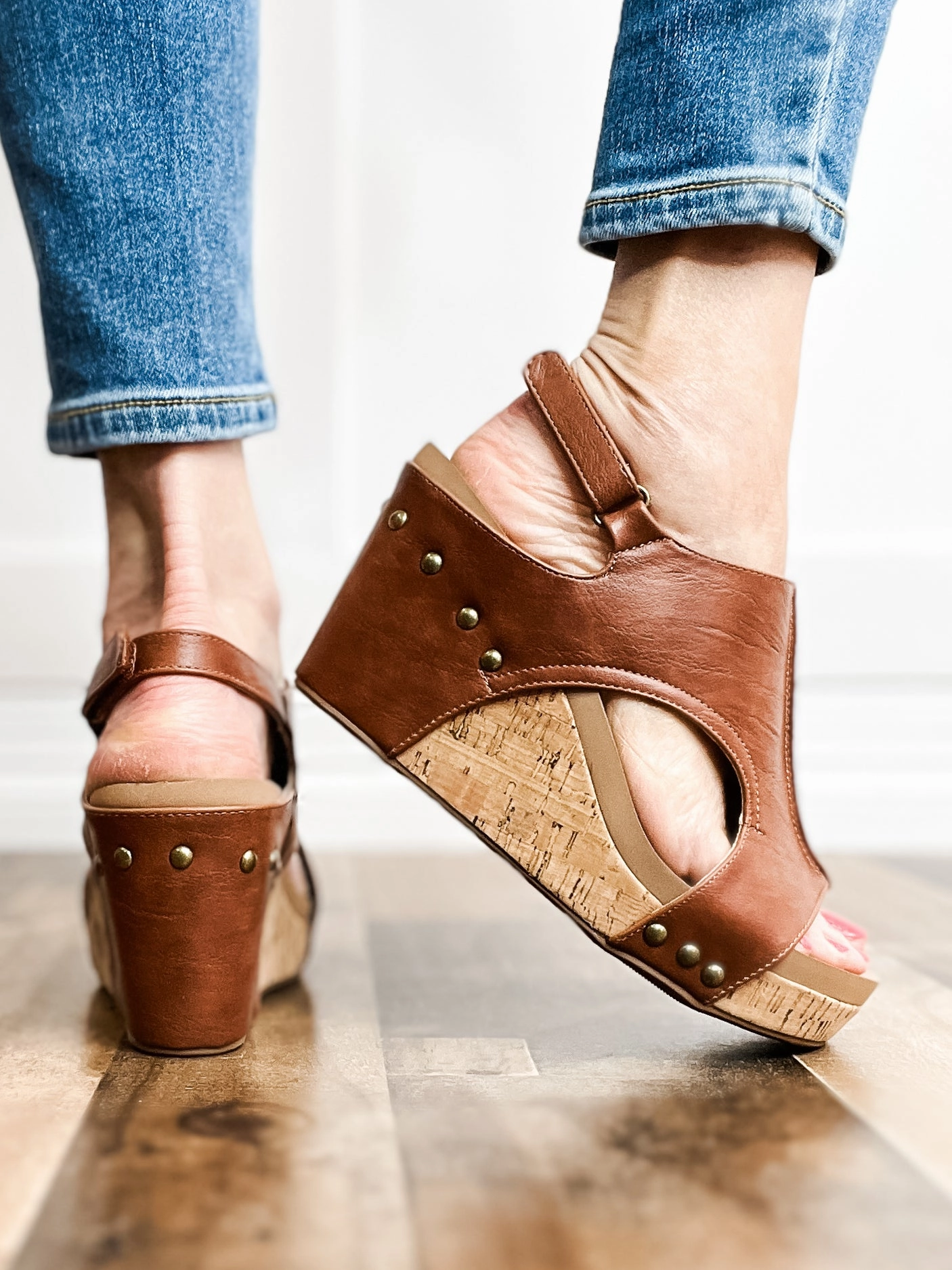 Corkys Tiffanee Wedge Sandals in Whiskey