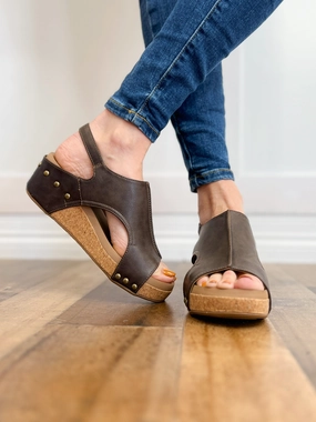 Corkys Volta II Wedge Sandals in Chocolate Smooth
