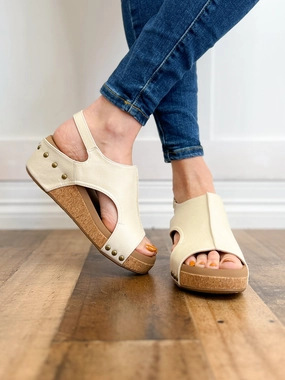 Corkys Volta II Wedge Sandals in Cream