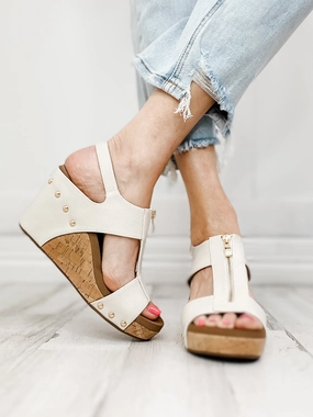 Corkys Zip It Good Wedge Sandals in Ivory