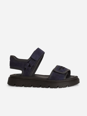 Dolce & Gabbana Boys Leather Velcro Strap Sandals in Navy