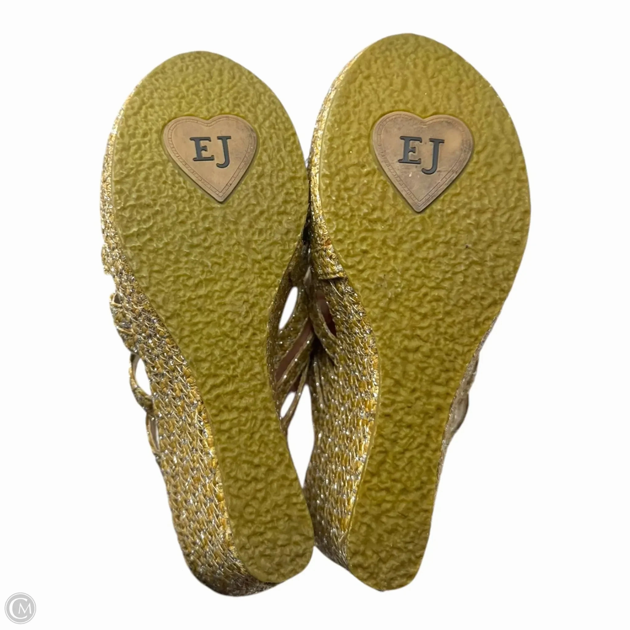 Edy Wedge Sandals By Eric Javitz In Cream & Silver, Size: 10