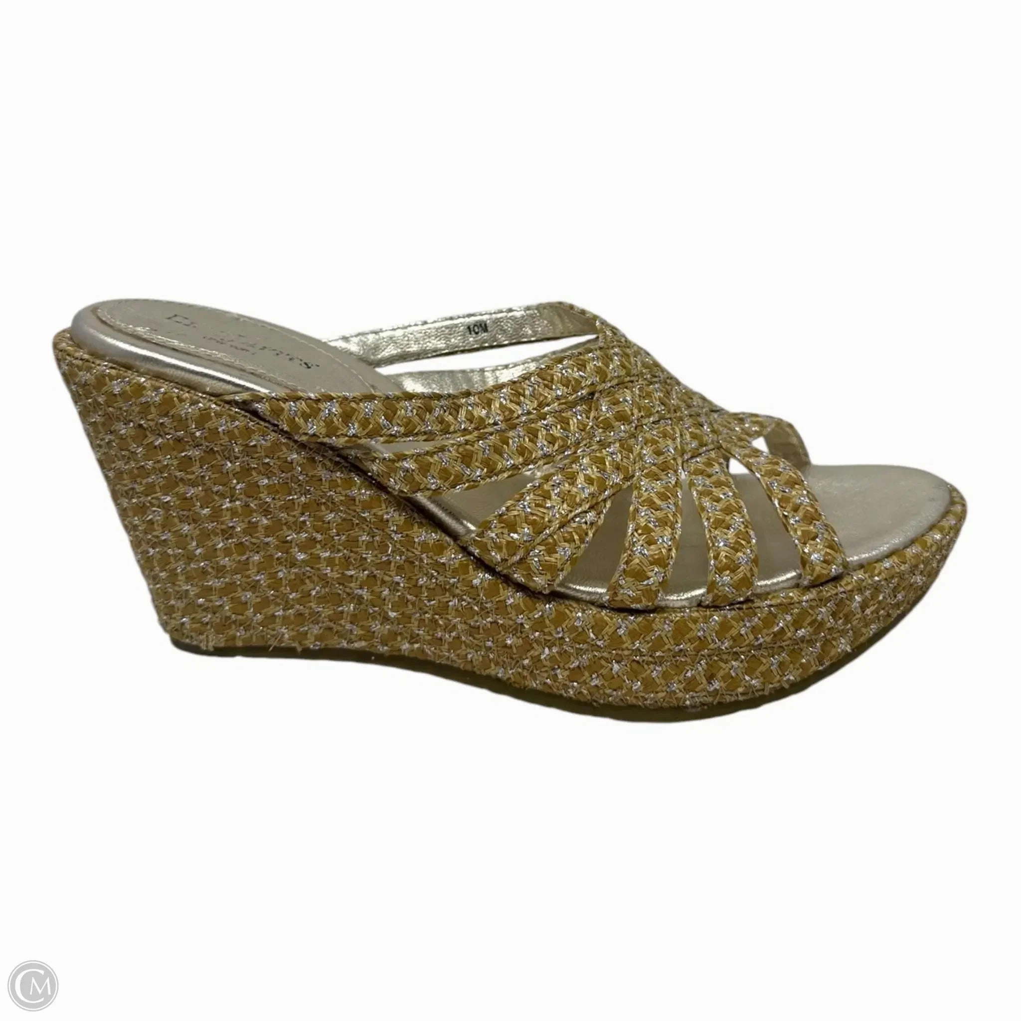 Edy Wedge Sandals By Eric Javitz In Cream & Silver, Size: 10