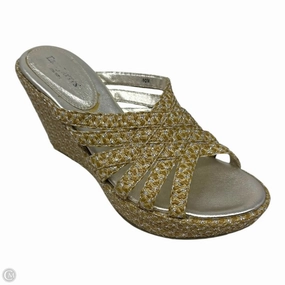 Edy Wedge Sandals By Eric Javitz In Cream & Silver, Size: 10