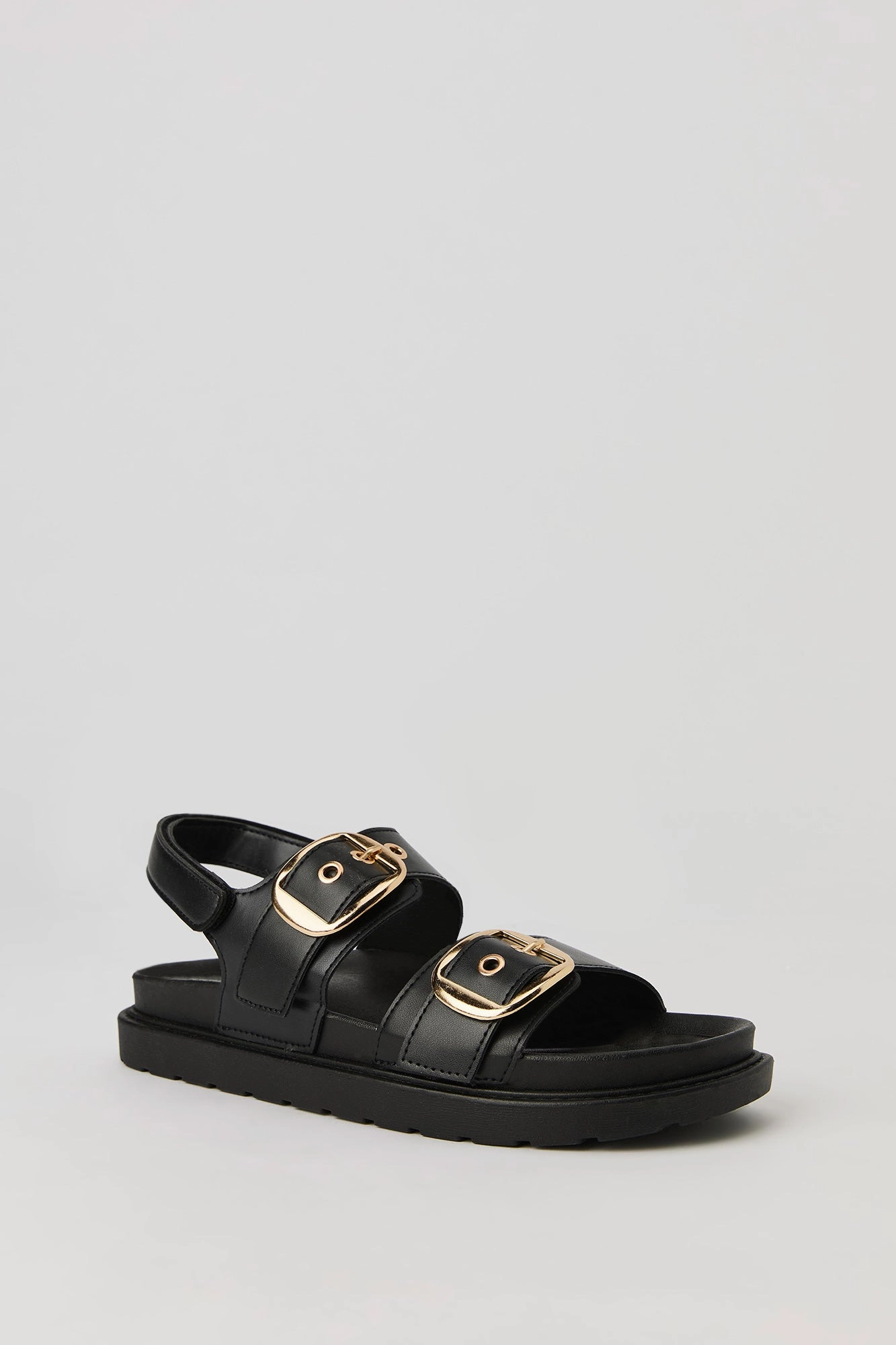 Faux Leather Buckle Sandal