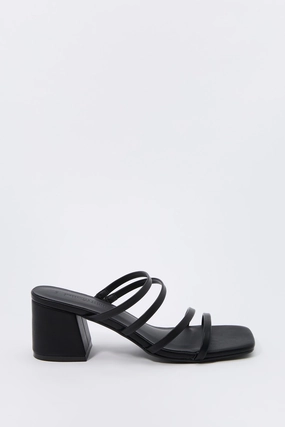 Faux-Leather Strappy Open Toe Heel