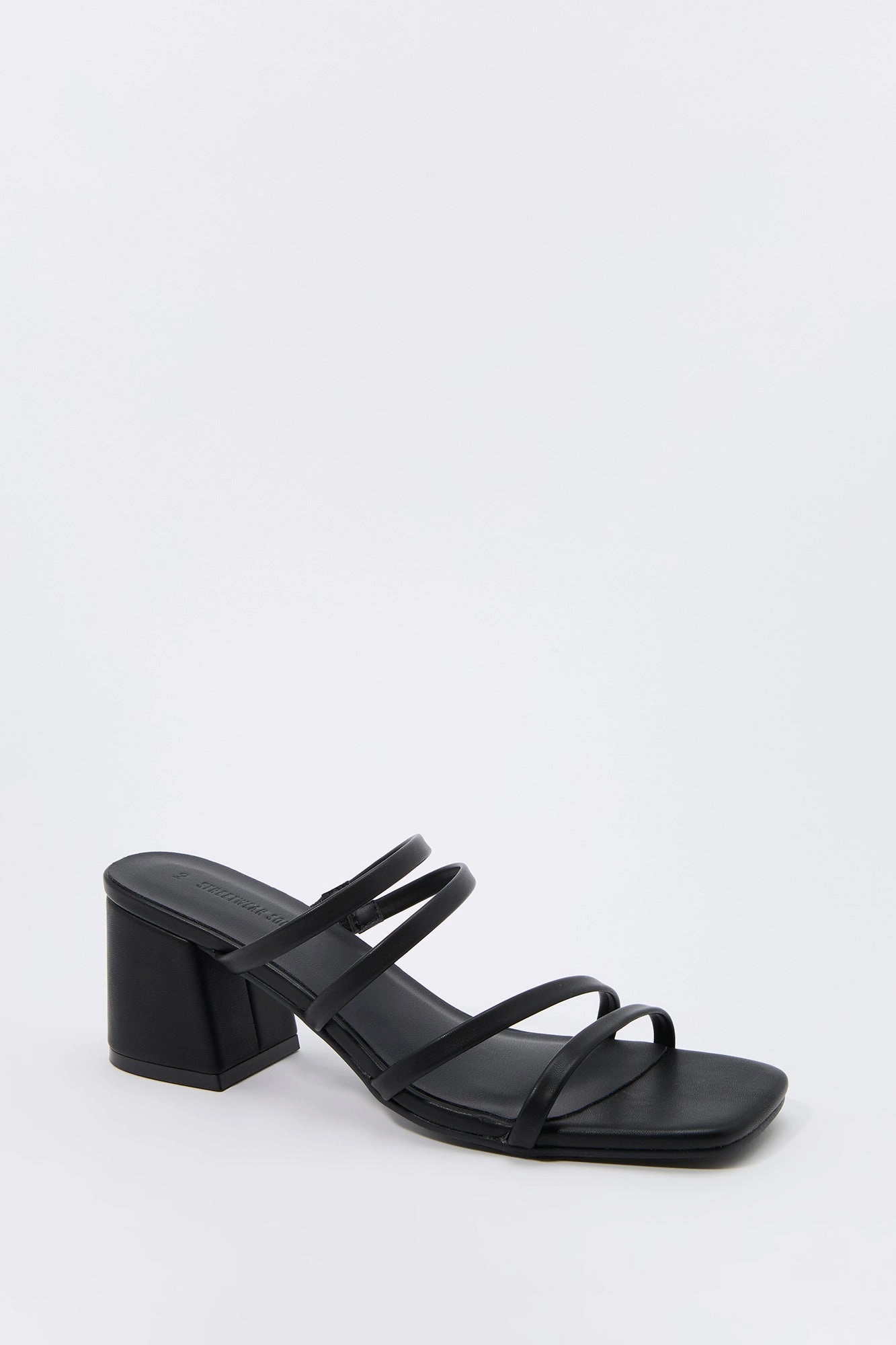 Faux-Leather Strappy Open Toe Heel