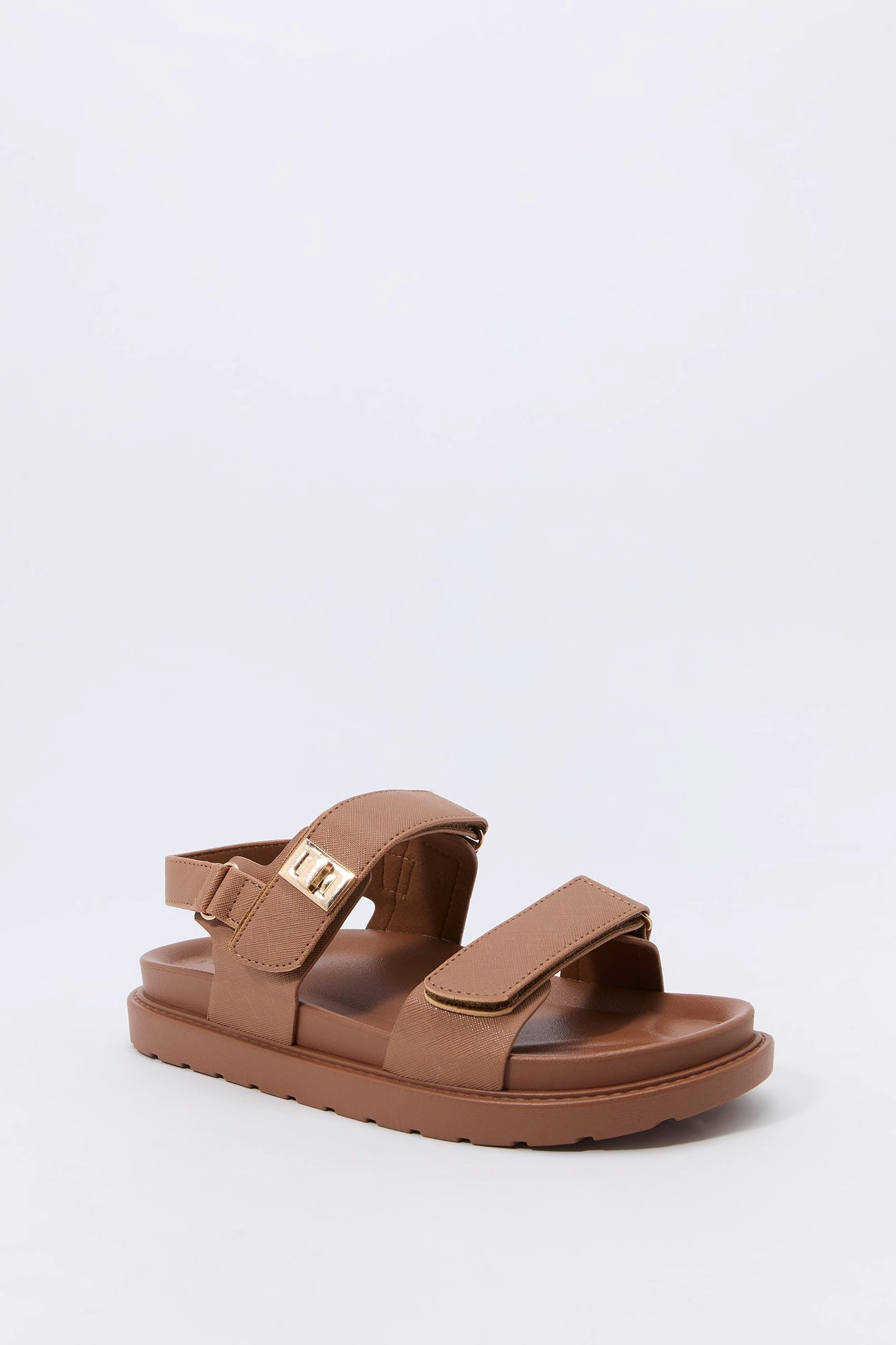 Faux Leather Velcro Strap Sandal