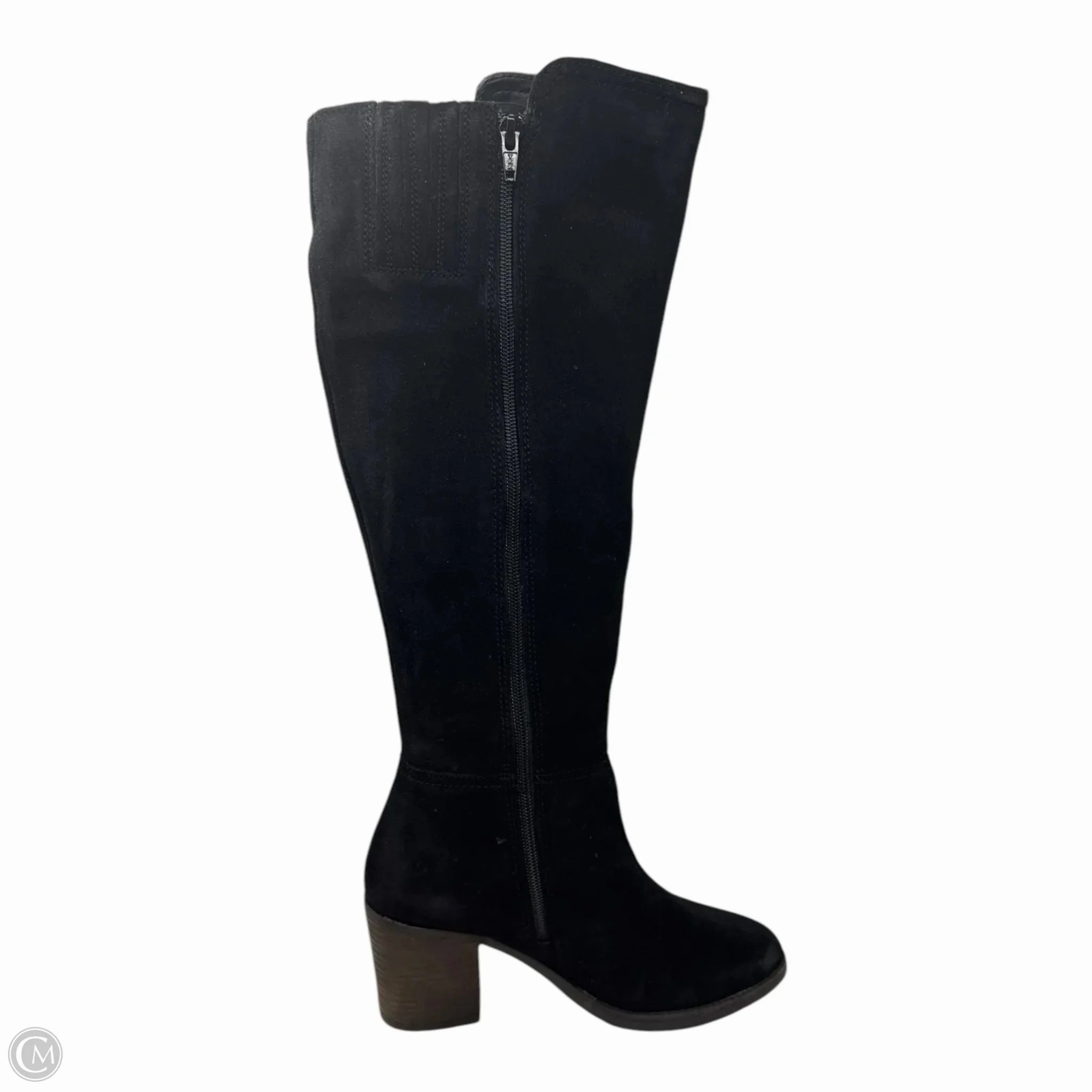 Faux Suede Boots Knee Block Heels By Lucky Brand In Black, Size: 7.5