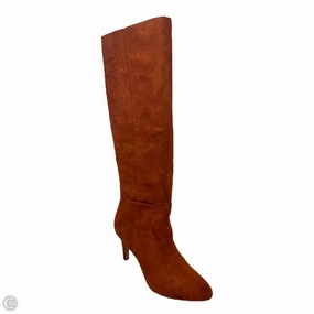 Faux Suede Boots Knee Heels By Loft In Brown, Size: 8