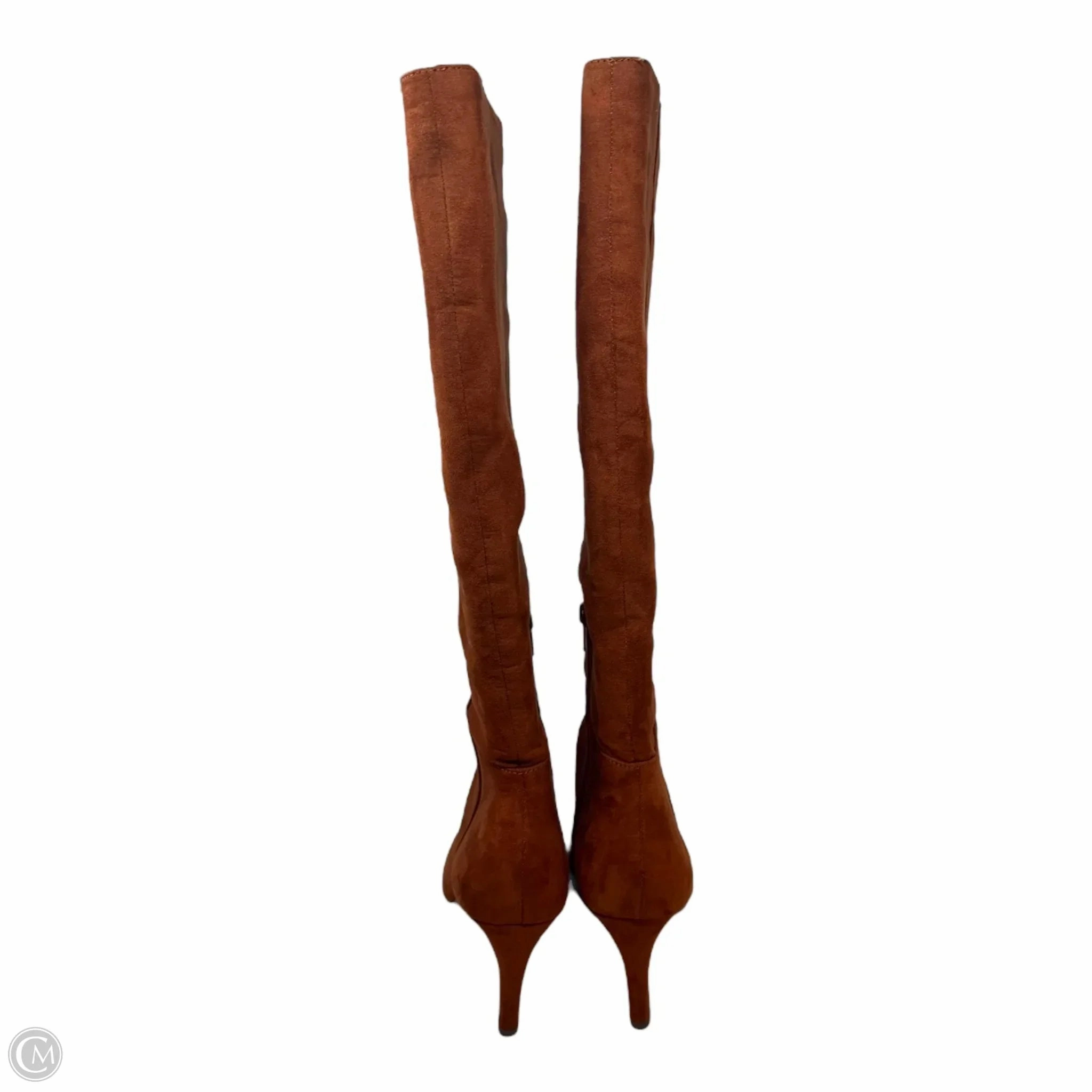 Faux Suede Boots Knee Heels By Loft In Brown, Size: 8