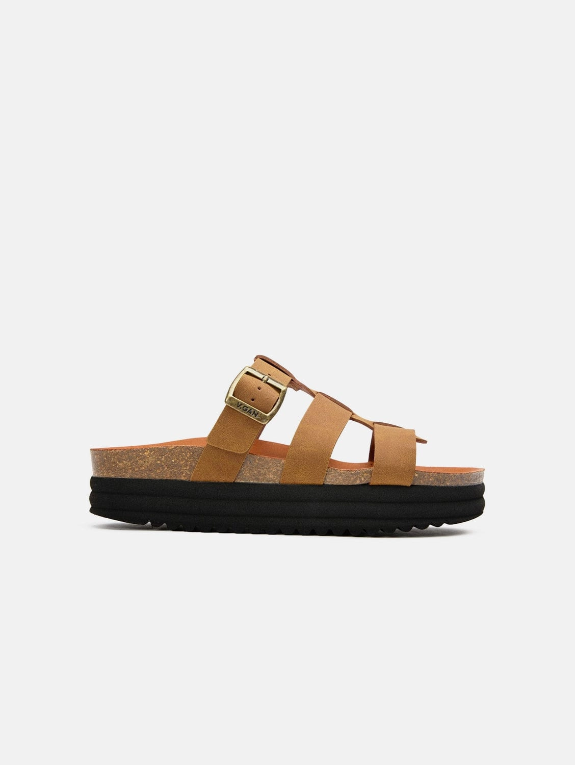 Fig Women's Vegan Suede Slide Footbed Sandals | Tan