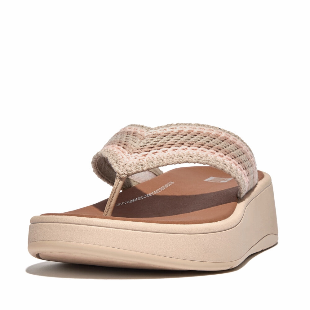 FitFlop F-MODE CROCHET FLATFORM TOE-POST SANDALS